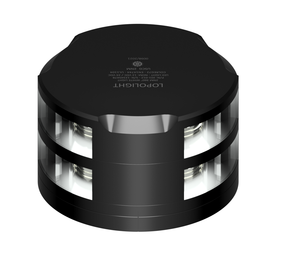 2nm 360° White, Double, black w/FB base